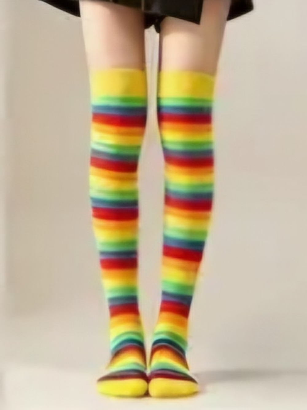 NEW! 🌈 🧦 PRIDE & SOLIDARITY Rainbow Striped HIGH SOCKS CUTE RETRO FUN ONE SIZE - Picture 4 of 9